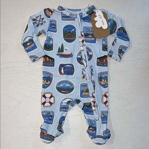 Angel Dear Lake Stickers Footie Newborn 0-3 3-6 6-9 months